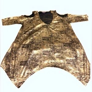 Roaman's Elegant Black and Gold Blouse 18/20 NWOT.